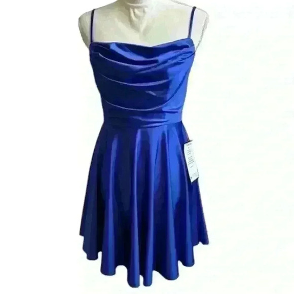 City Studio NWT Royal Blue Dress Adjustable Straps Flowy Juniors Size 9 - Picture 1 of 13